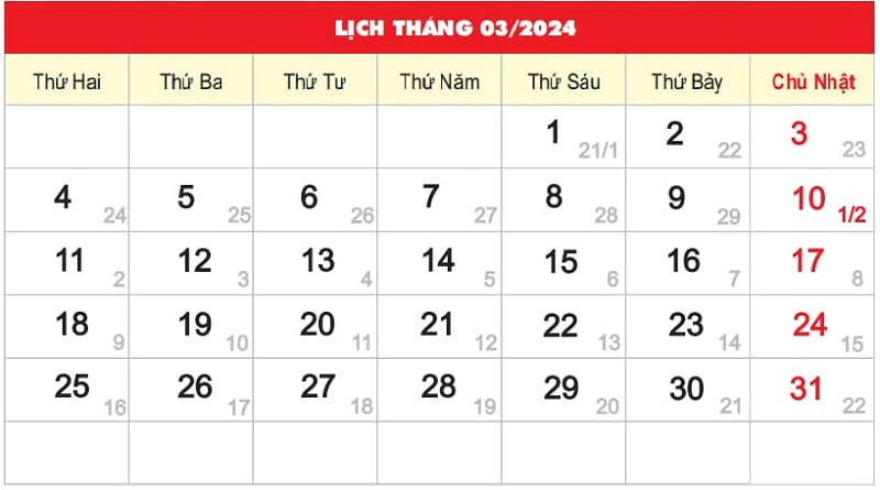 Thông tin lịch âm tháng 2 chi tiết nhất